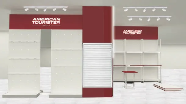 Front view of the American Tourister shop corner